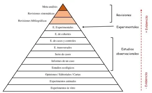 Pirámide de clasificación de los artículos científicos