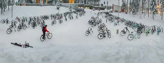 En Finlandia es común moverte en bici.