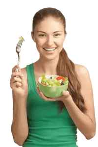 chica comiendo ensalada