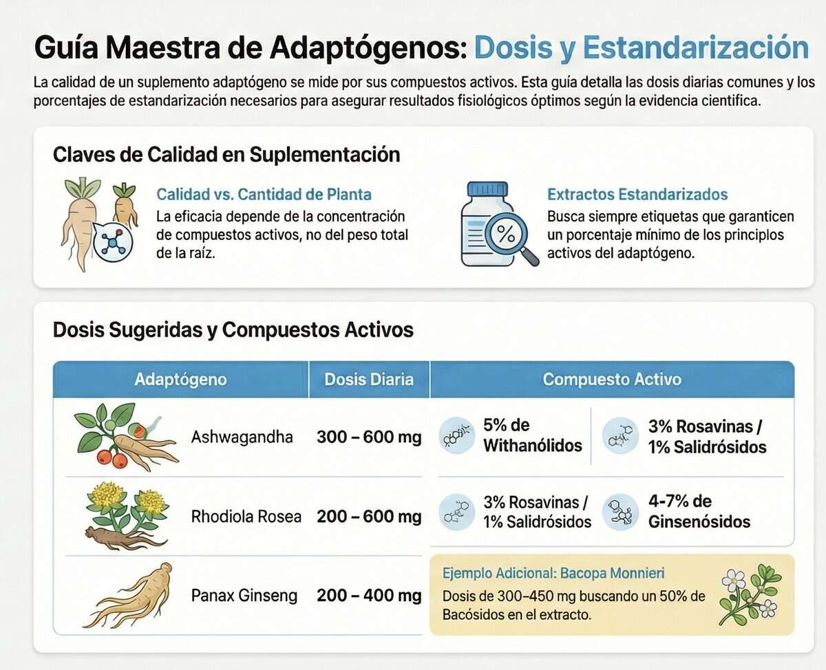 Adaptogenos naturales: tipos y beneficios Guía dosis adaptogenos