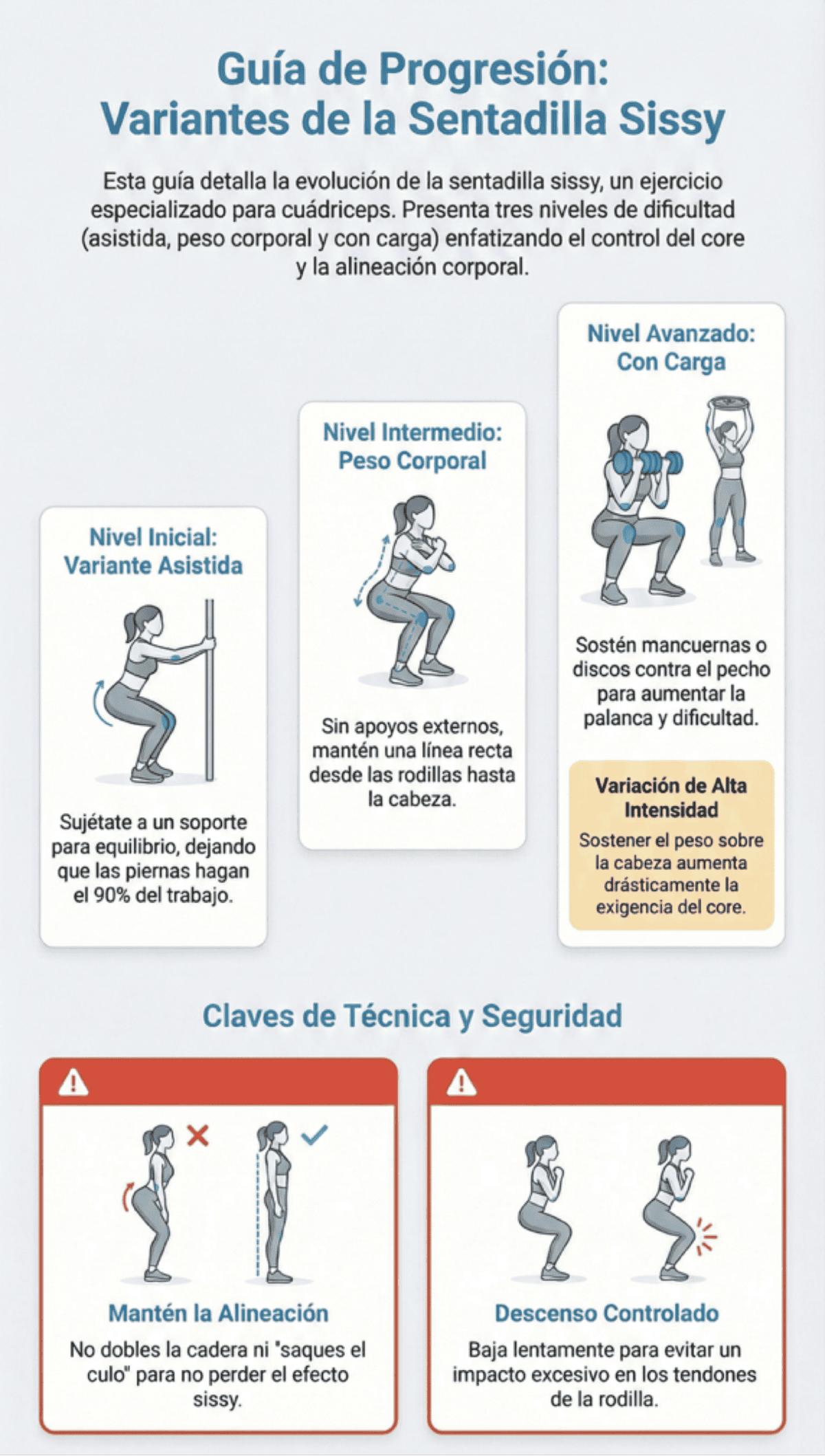 Sissy squats: variantes y beneficios para tus cuádriceps Variantes sissy squats