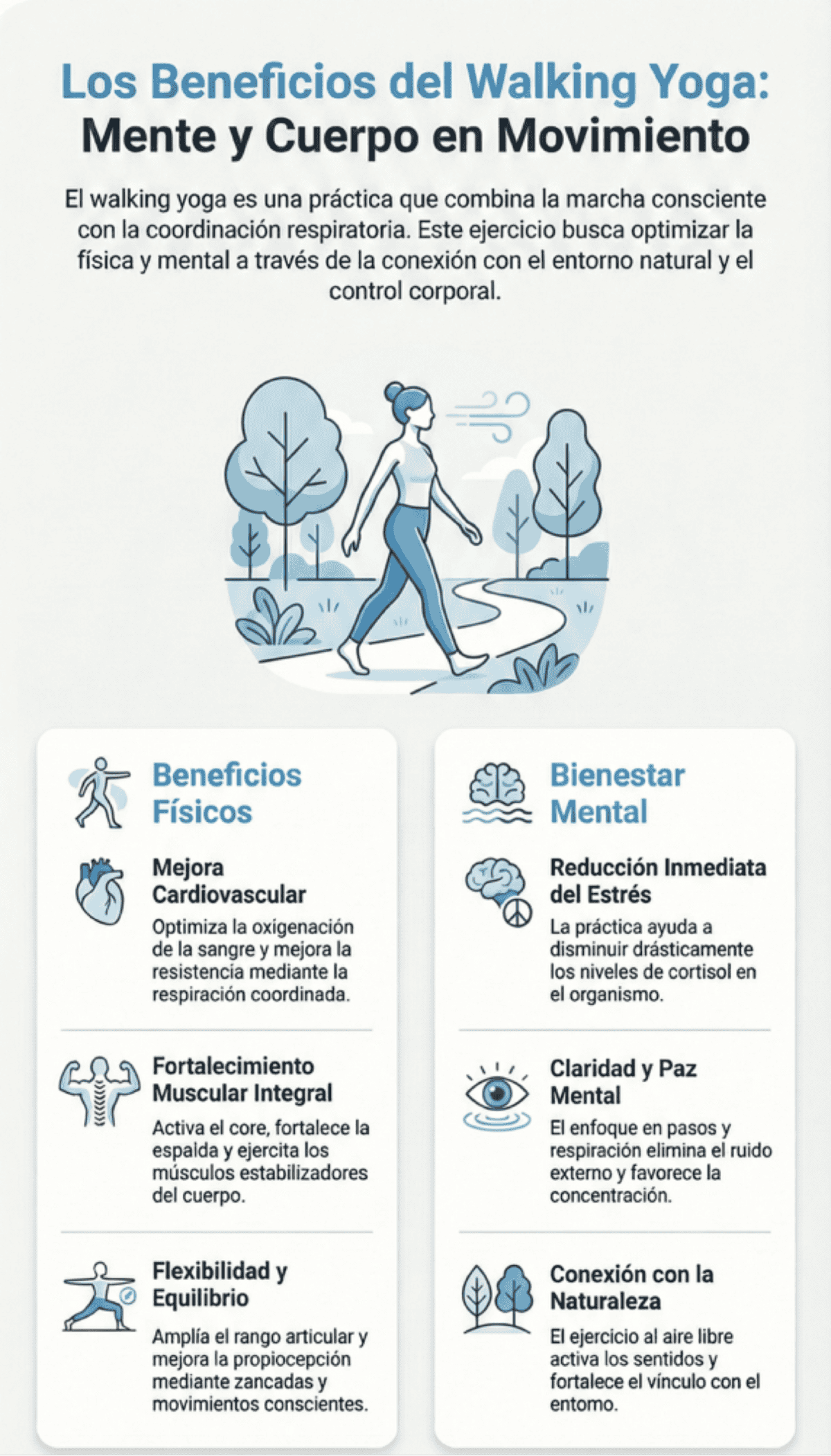 Walking yoga: 7 beneficios para tu salud física y mental Walking yoga beneficios