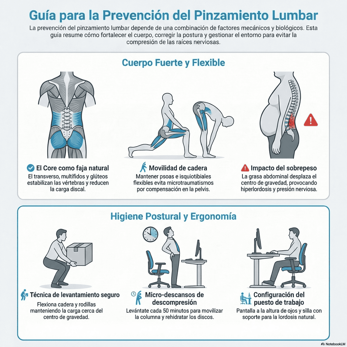 Pinzamiento lumbar: qué es, síntomas y tratamiento Prevención pinzamiento lumbar