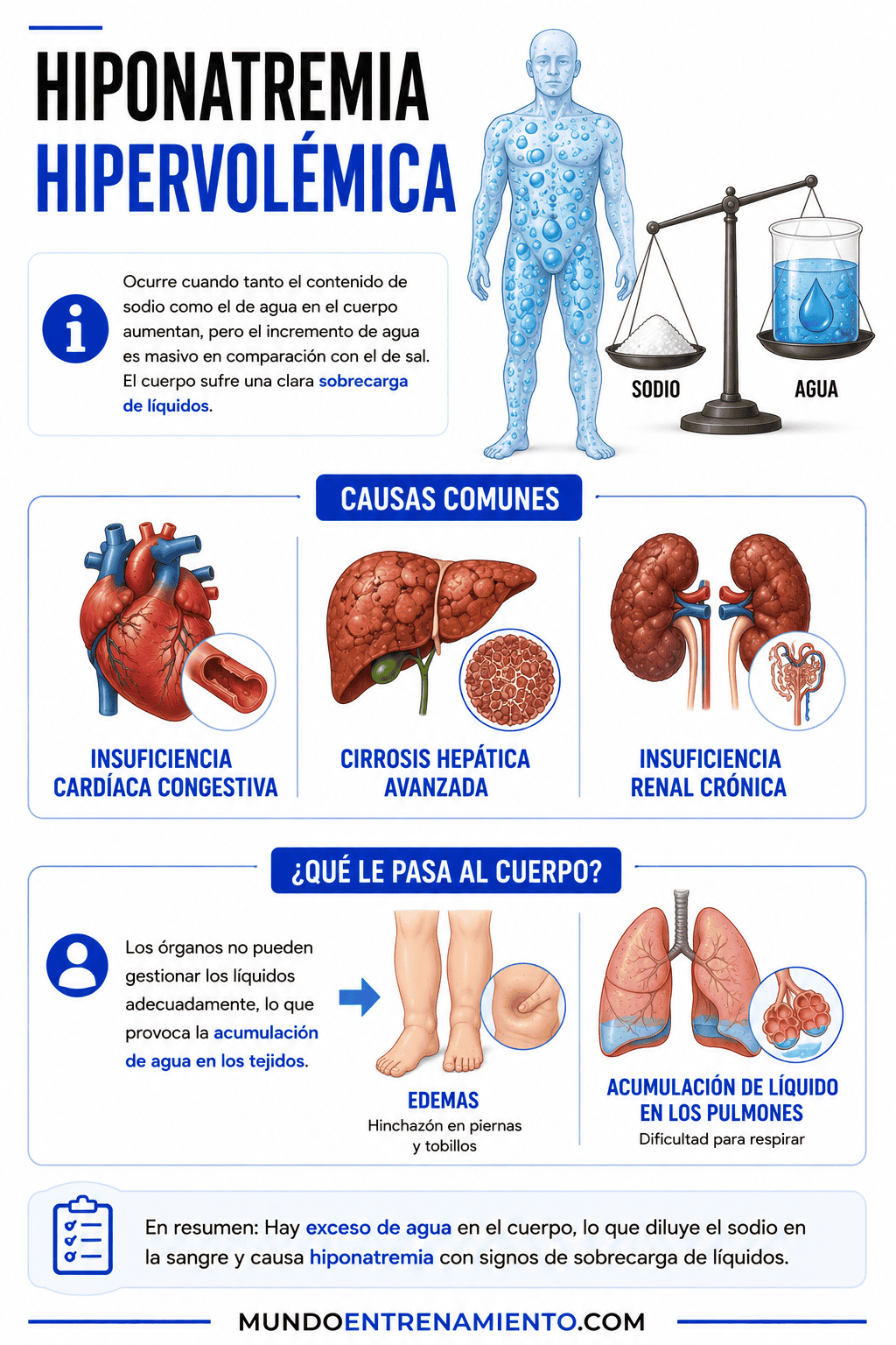 Que es hiponatremia: síntomas, causas y cómo prevenirla Hiponatremia hipervolémica