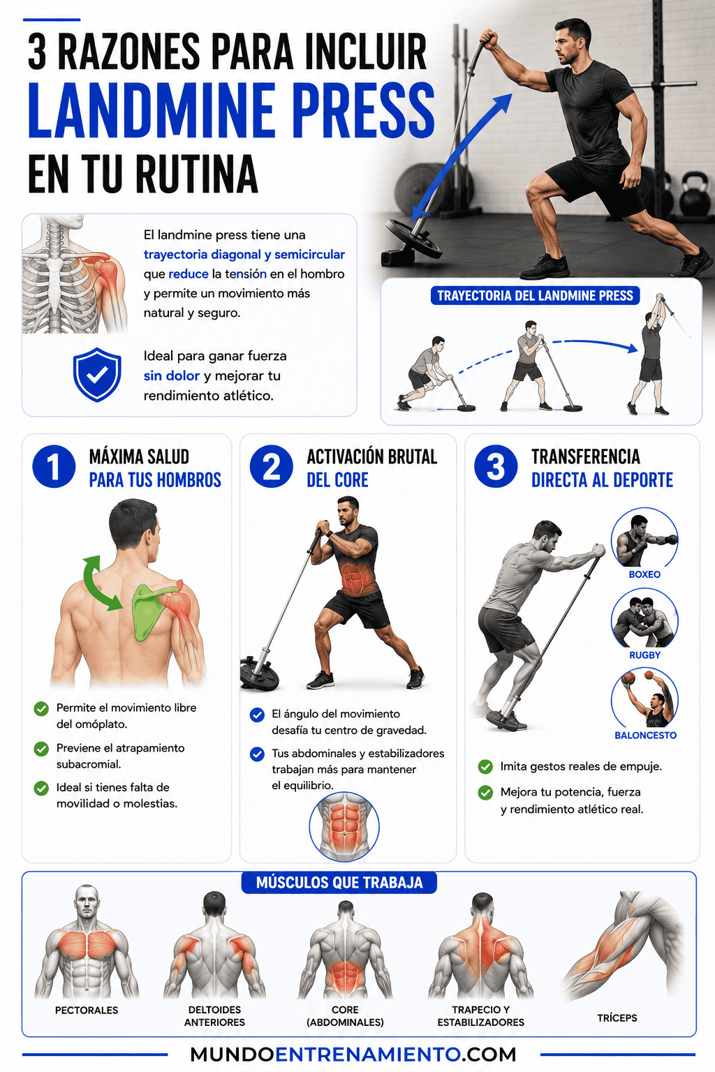 Landmine press: Guía completa sobre Técnica y músculos Landmine rutina