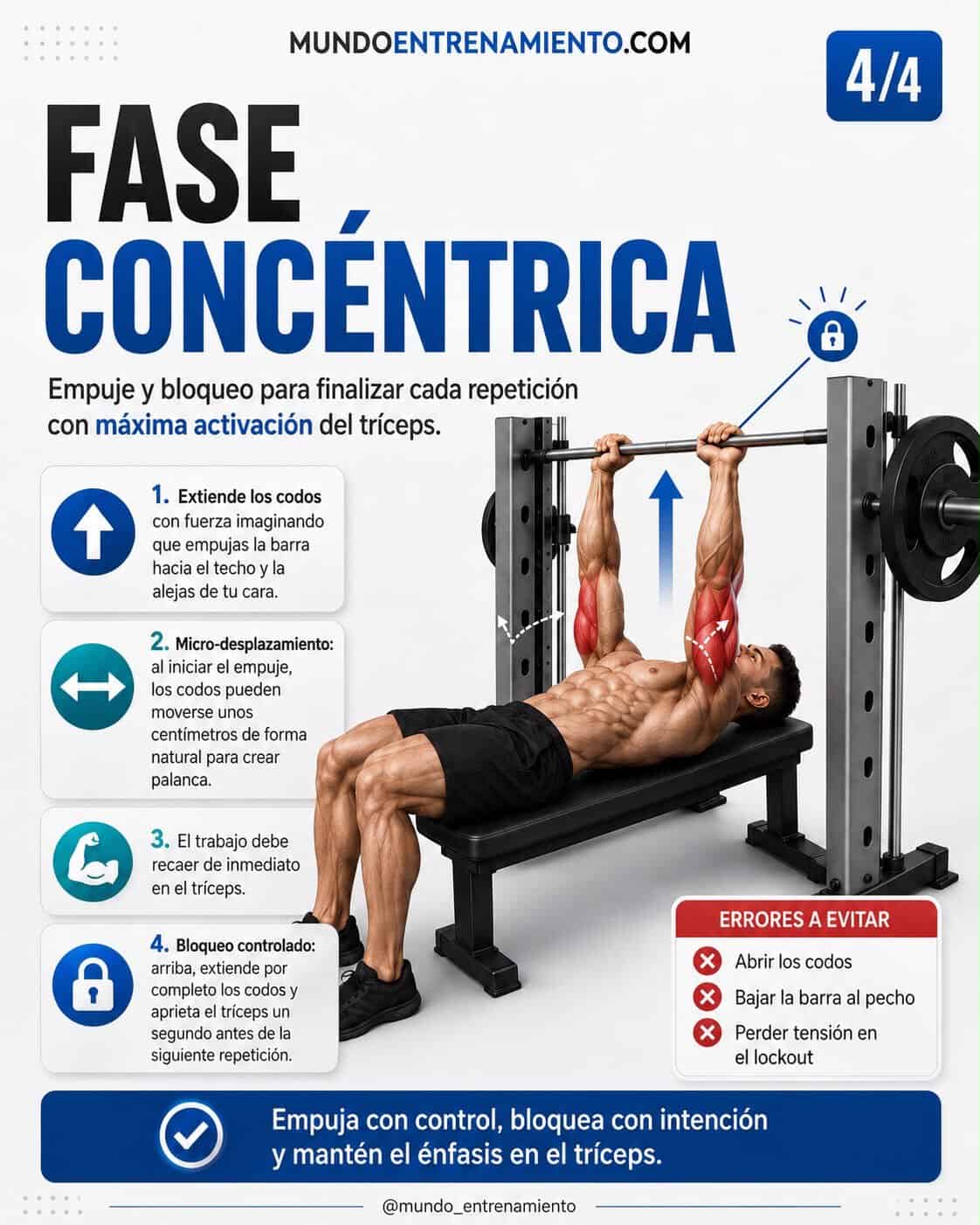 Kaz press: el ejercicio definitivo para tríceps de acero Fase concéntrica kaz press