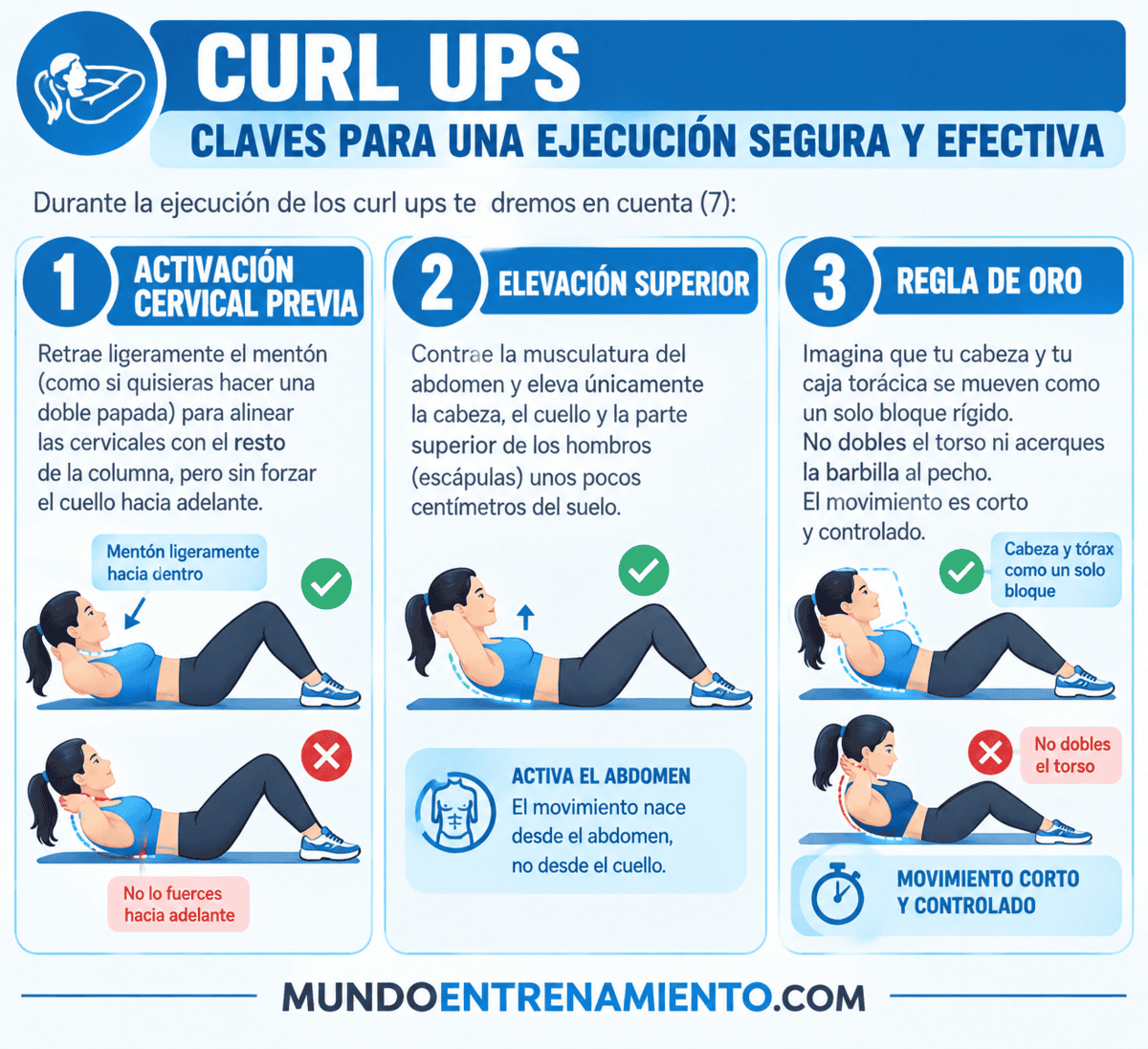 Curl ups: cómo dominar el ejercicio clave para tu core Posición curl ups